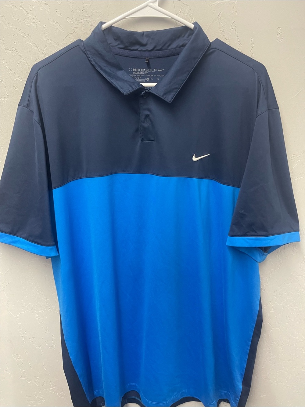 Nike Men's Navy and Bright Blue Two-Tone Polo